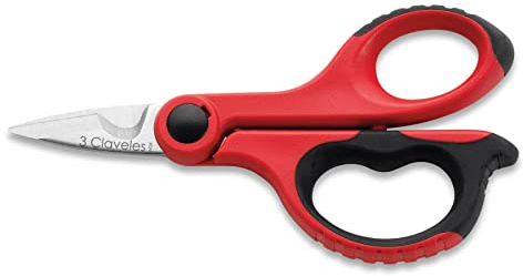3 Claveles Elektriker-Schere 6 Doppelinjektions-Schere, Rot, Edelstahl