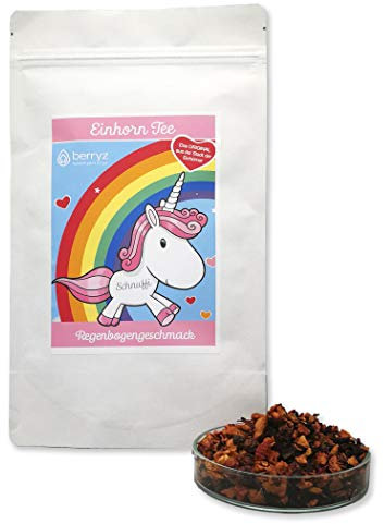 Einhorn Tee Regenbogengeschmack. Das Geschenk für Einhorn Fans | 100g loser Früchtetee als Kindertee Eistee