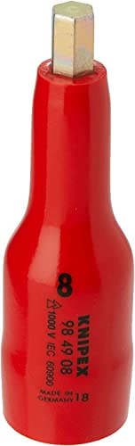 KNIPEX Steckschlüsseleinsatz, 98 49 08 | Geeignet für Innensechskantschrauben mit Innenvierkant 1/2 75 mm