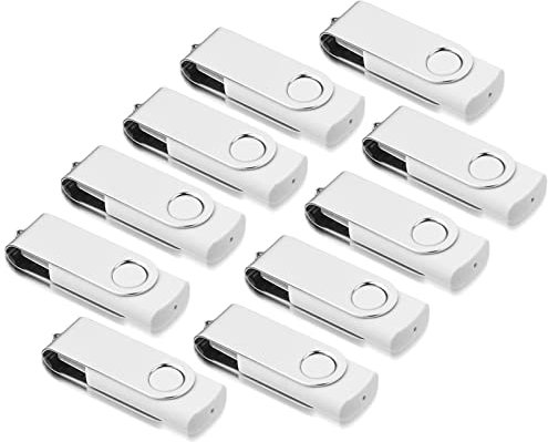 USB Sticks 2GB 10 Stück, AreTop Speicherstick Rotate Metall High Speed USB 2.0 Flash Drive Pack (Weiß)