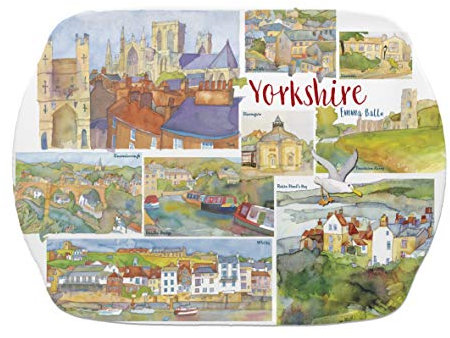 be! YORKSHIRE - Emma Ball Colourful Melamine Tray/Picnic Platter - 35cm - Yorkshire Souvenir Gift
