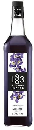 1883 Maison Routin Premium Violet Syrup, 1 Litre Glass Bottle | Flavoured Syrup, For Coffee, Tea, Cocktails, Iced Drinks & Desserts, Made with Pure Cane Sugar, No Artificial Colours, Vegan