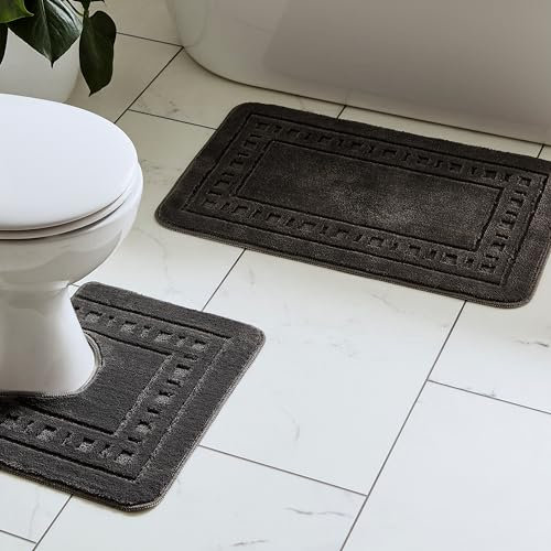 Catherine Lansfield Badgarnitur Armoni - Badematte & WC-Vorleger - Grau