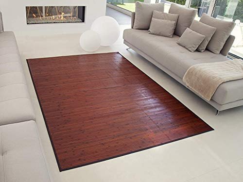 TEJIDOS EL MUNDO Alfombra BAMBÚ Antideslizante, Alta Resistencia, para Interior y Exterior. - 120x180 cm., Nogal