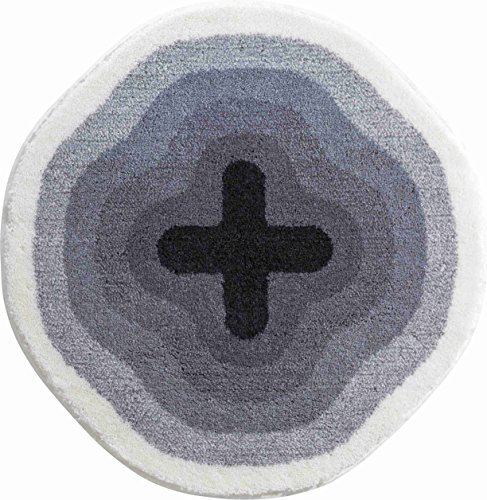 Grund KARIM RASHID Exklusiver Designer Badteppich 100% Polyacryl, ultra soft, rutschfest, ÖKO-TEX-zertifiziert, 5 Jahre Garantie, KARIM 03, Badematte 90 cm rund, grau