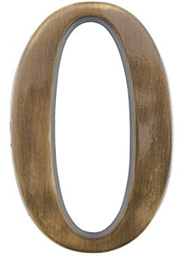HUBER numero civico 0 in ottone 20 cm I numeri civici per casa & porta I numero civico XL I numero civico segni in ottone nobile 3D design, numero civico