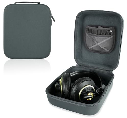 Linkidea Headphone Carrying Case Compatible with AKG K99, K872, Sennheiser HD800, Sony PS4Gold Headphone Case, Replacement Protective Hard Shell Travel Bag with Cable, Charger Storage (Grey)
