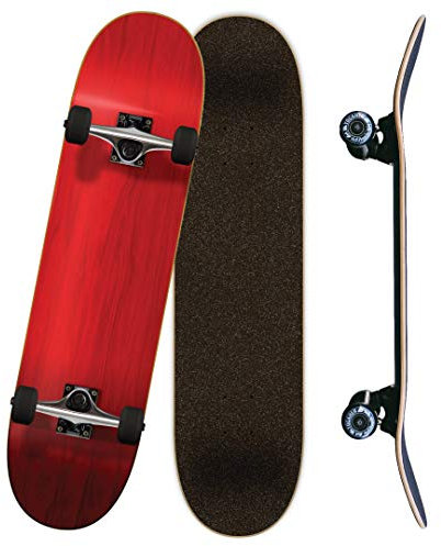 Yocaher BlackWidow Professionelles komplettes Skateboard mit 7-lagigem Ahorn-Deck, 19,7 cm, Premium-Griffband, Aluminiumlegierung, ABEC-9-Kugellager (komplett – 7,75 – Rot)