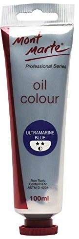MONT MARTE Premium Oil Paint, 100ml (3.4oz), Ultramarine Blue, Good Coverage, Excellent Tinting Strength