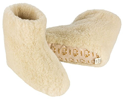 100% Reine Schafwolle Hausschuhe Wollhausschuhe Hüttenschuhe Stiefel - Gr. 36-47 Damen Herren - Natur (40/41 EU)