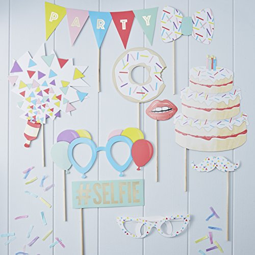 Ginger Ray Pm-947 Lot de 10 pailles en papier métallisé pour fête - Accessoires pour boîte photo - Multicolore