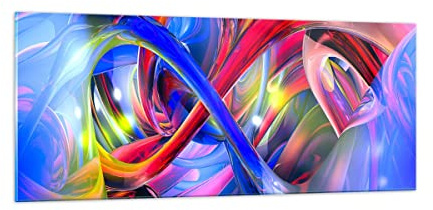 ARTTOR Glasbild 100x40cm Wandbild Glasdruck 3D Abstrakt - 2294 | Arbeiten Kunst Grafik Panorama Groß Modern Dekoration Wohnzimmer Schlafzimmer Küche Wanddeko Kunstdruck Art Wall Decor ARTTOR