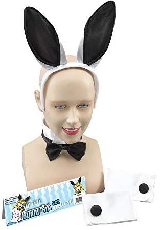 Bristol Novelty DS104 Bunny Girl Set Fancy Dress Accessory, Womens, Black, White, One Size Halloween