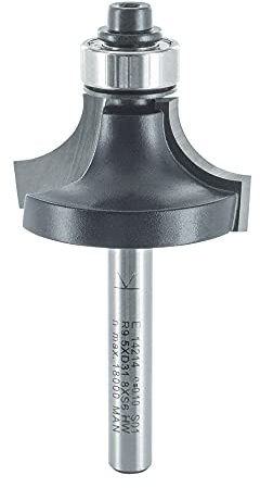 ENT 14214 Abrundfräser HW, Schaft (S) 6 mm, Durchmesser (D) 31,8 mm, NL 15,9 mm, R 9,5 mm, SL 32 mm, mit Kugellager