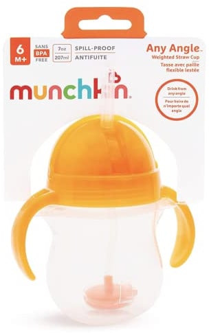 Munchkin Click Lock Trinkhalmbecher mit beschwertem Halm, orange, 207 ml
