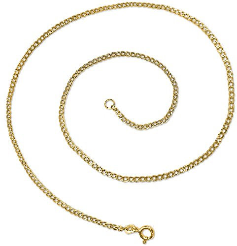 CLEVER SCHMUCK Goldene Panzerkette 50 cm lang 1,5 mm breit, 0,5mm hoch, weite Kettenglieder glänzend 333 Gold 8 Karat Goldkette für Damen Jugendiche Herren im Schmucketui