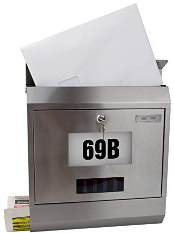 DEMA Briefkasten Solar mit Zeitungsrolle – Wetterfester Edelstahl Briefkasten mit integrierter Solarbeleuchtung und praktischer Zeitungsablage