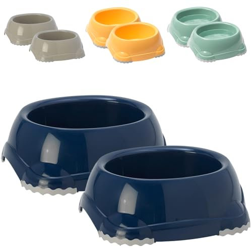 CAT CENTRE Dark Blue Pet Bowls Set 2x0.3l Colours Available Bowl Feeder Water Dish Kitten Cat Dog Non Slip