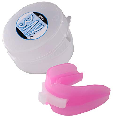 BAY® CE DOPPEL PINK ROSA Sport-Zahnschutz mit Hygiene BOX Dose, CE GEPRÜFT, Mundschutz, Junioren, Senioren, mit DEUTSCHER ANLEITUNG, Double Oben und Unten Ober- und Unterkiefer