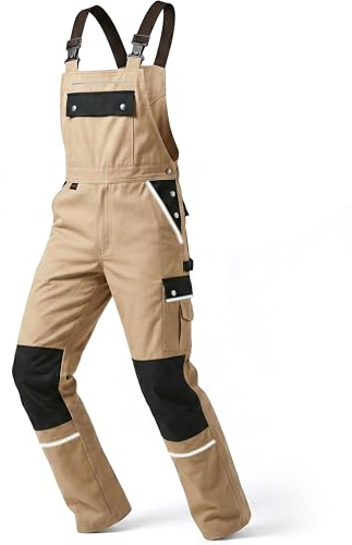 TMG® Arbeitslatzhose für Herren, Sicherheitshose mit integrierter Kniebandage und elastischen Trägern