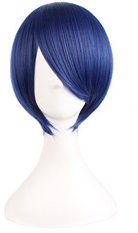 MapofBeauty kurze gerade Cosplay Kostüm Perücke Party Perücke (dunkelblau/schwarz)