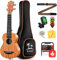 Donner Ukulele Soprano Acajou 21 pouces Kit Débutant Ukulélé Cours en Ligne Sac de Transport Sangle Corde Nylon Tuner Médiators Chiffon DUS-1 Ukalalee Set Cadeau de Noël