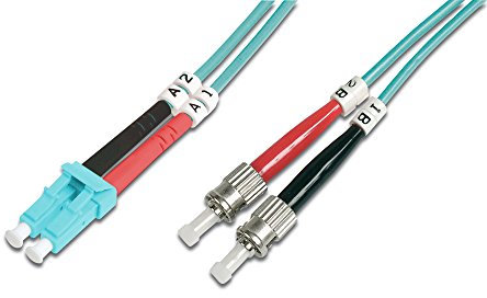 DIGITUS DK-2531-05/3, Cable De Fibra Óptica OM3, 5 m, LC a ST, Dúplex, 1/10/40/100 Gbit/s, Cable LAN De Fibra Óptica Multimodo MM, Tipo De Fibra: 50/125 µ, Turquesa (Aqua)