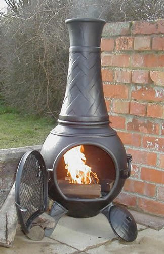 Castmaster stoves® - Heavy weight Basketweave Cast Iron Chiminea- Black finish