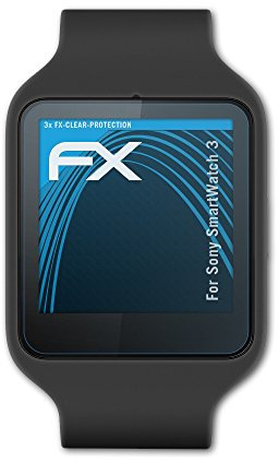 atFoliX Schutzfolie kompatibel mit Sony SmartWatch 3 Folie, ultraklare FX Displayschutzfolie (3X)