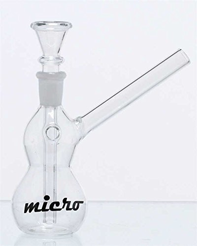Micro-Bong Glas Sprudelflaschenröhre 14cm Diffusor & Sidecar-Mundstück