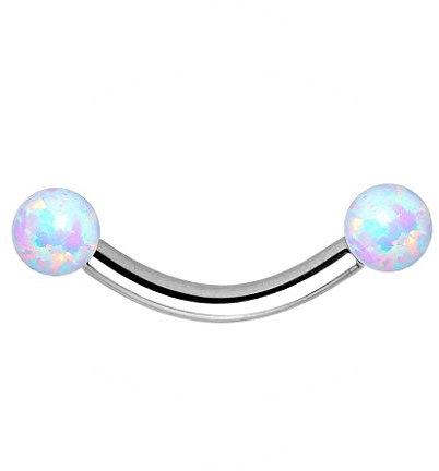 Piercingfaktor Unisex Banane Piercing aus Chirurgenstahl mit Opal Stein Kugeln Augenbrauen Tragus Helix Lippe Ohr Nase Intim Weiß