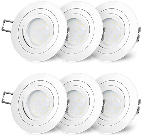 SSC-LUXon RF-2 6er Set LED Einbaustrahler flach dimmbar 30mm - einstellbare Lichtfarbe 3CCT - schwenkbar weiß 230V 6W