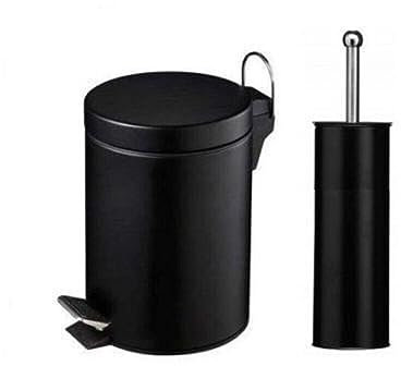 3 LITRE BLACK PEDAL BIN AND BLACK TOILET BRUSH BATHROOM ACCESSORIES