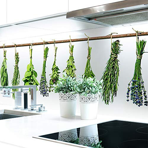 Küchenrückwand Kräuter Büschel Premium Hart-PVC 0,4 mm selbstklebend - Direkt auf die Fliesen, Größe:120 x 60 cm