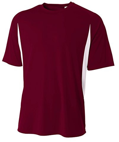 A4 Men’s High-Performance Moisture-Wicking Color Block T-Shirt | Cooling Dry Wick Short Sleeve Shirt | Multisport Active Wear | Gym, Workout, Sports, & Running Top | 3XL | Maroon White