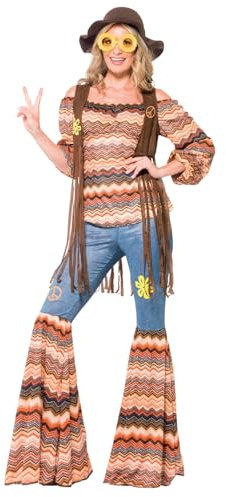 Smiffys Harmony Hippie Kostüm, mit Top, Schlaghose und Weste