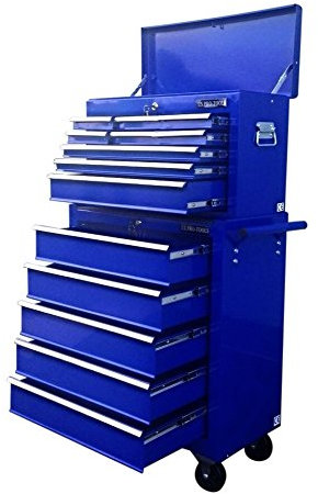 US PRO TOOLS Tool Chest Tool Box Roller Tool Cabinet Blue 9 Drawer TOP!