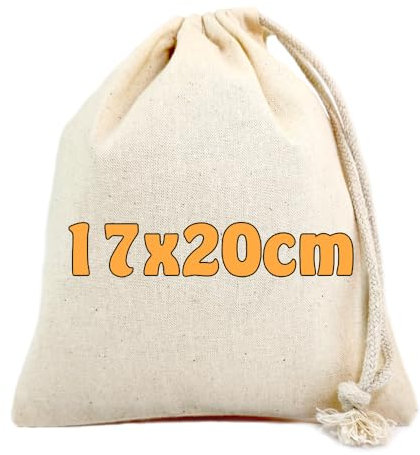 Cottonbagjoe Lot de 10 sacs en coton | 17 x 20 cm | Sac en tissu avec cordon de serrage | Sac à déjeuner | Sac cosmétique | Sac à bijoux | Sac à cordon
