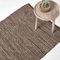 Homescapes Teppich Madras braun 90x150 cm – handgewebter Teppich aus Hanf & Recycling-Leder, Flachgewebe im Streifen-Design