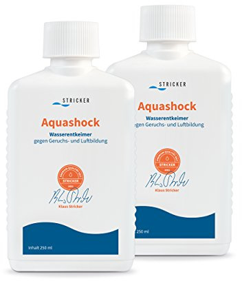 2x AQUASHOCK von Stricker Entkeimer für Wasserbetten (je 250ml) - Entkeimende Wasserbehandlung bei übermäßiger Luftbildung und Geruchsbelästigung im Wasserbett durch Bakterienbefall