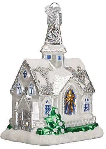 Old World Christmas Church Collection Glass Blown Ornaments for Christmas Tree Sparkling Cathedral