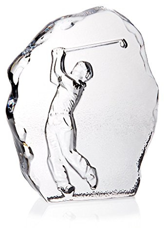 Pokal auf Fuß Trophäe für Gravur Golf Mann Klein Transparent H 12,5 cm Kristallglas