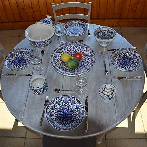 YODECO Service à couscous assiettes creuses Bakir bleu -12 pers