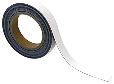 Magnetic Steel Easy-Wipe Tape, Thin & Flexible, Cut to Fit Strip, Magnetic, High Visible Identification. Suitable For All Non-Magnetic Surfaces (White 30mm x 10m)