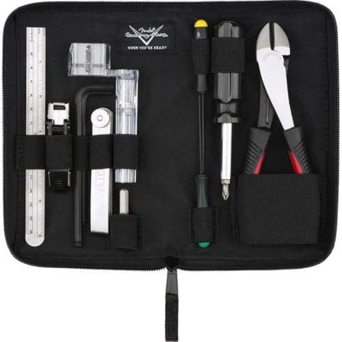 Fender Custom Shop Werkzeug-Kit für Gitarre, Zur Einstellung von E-Gitarren und Bässen, Schwarz