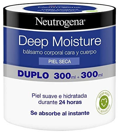 Neutrogena Fórmula Noruega Hidratación Profunda Bálsamo Reconfortante (2 x 300 ml), crema hidratante corporal y facial con Pro-Ceramida, crema multiusos para pieles secas