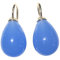 Stilvolle azur-blaue Glas-Ohrringe Ohr-Hänger Tropfen-Ohrringe Bügel Sterling-Silber vergoldet schick hübsch edel Party Handarbeit Heide Heinzendorff