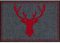Salonloewe Fußmatte Hirsch-Kopf rot Jagd Landhaus Sauberlauf Abtreter Fuss-Matte aussen + innen 50x75cm rot