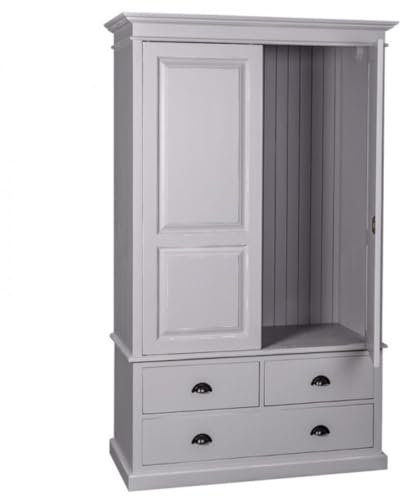 Casa Padrino Landhaus Stil Kleiderschrank - Kleider Schrank Shabby H 197 cm B 120 cm T 59 cm, Farbe:Weiß Antikstil