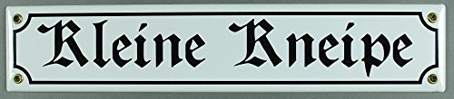 Buddel-Bini Straßenschild Kleine Kneipe 40x8 cm Türschild Kneipenschild Email Strassen Schild Emaille